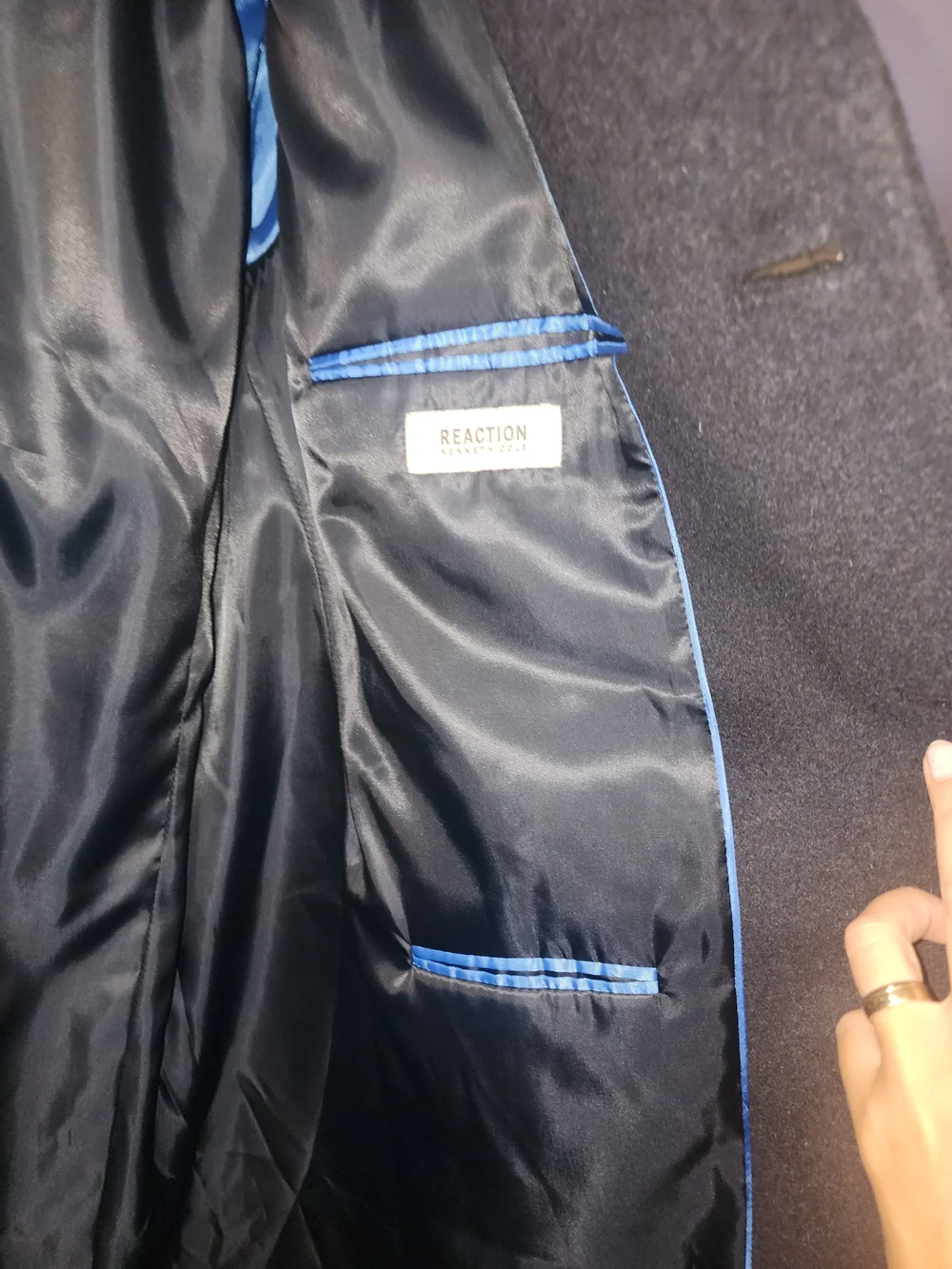 Kenneth Cole Reaction Navy Overcoat NWT Men’s 44R